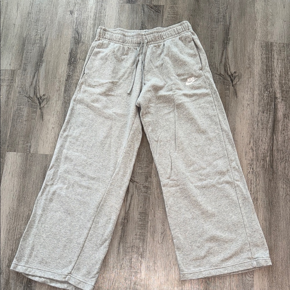 Nike Womens Light Gray Wide-Leg Sweatpants